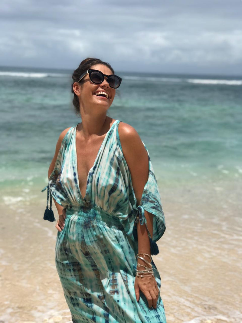 TURQUOISE WATERS - Tie Dye Goddess Maxi Dress The Truly Cool Beachwear Company TURQUOISE WATERS - Tie Dye Goddess Maxi Dress The Truly Cool Beachwear Company