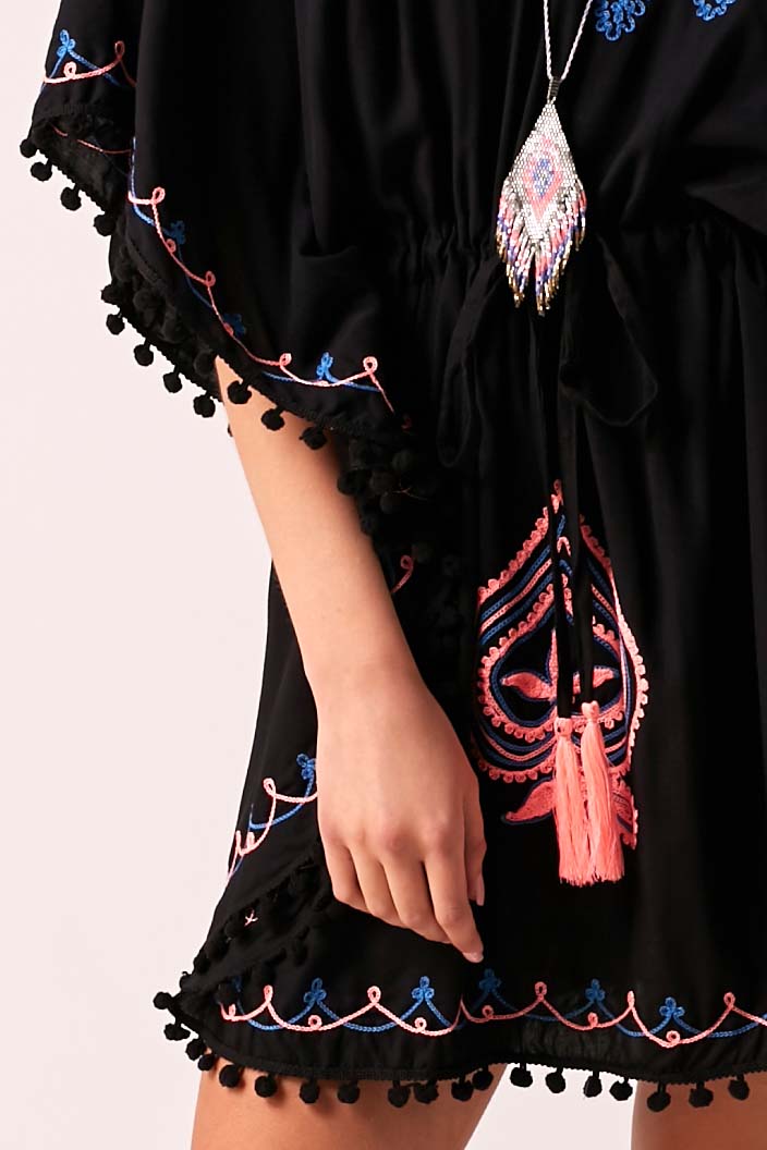 Bella Beach Embroidered Dress Black The Truly Cool Beachwear Company Bella Beach Embroidered Dress Black The Truly Cool Beachwear Company