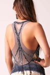 SOPHIA - Beaded Back Maxi Dress Tie Dye  - PEWTER