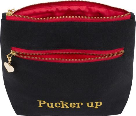 Luscious lips cosmetic bag - Black - Emma Lomax