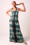 SOPHIA - Beaded Back Maxi Dress Tie Dye  - DEEP FOREST