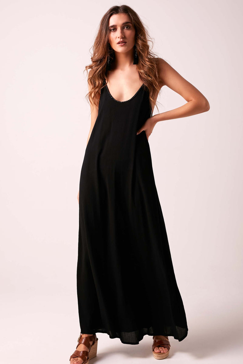 INDIA - Beaded Maxi Dress - Black