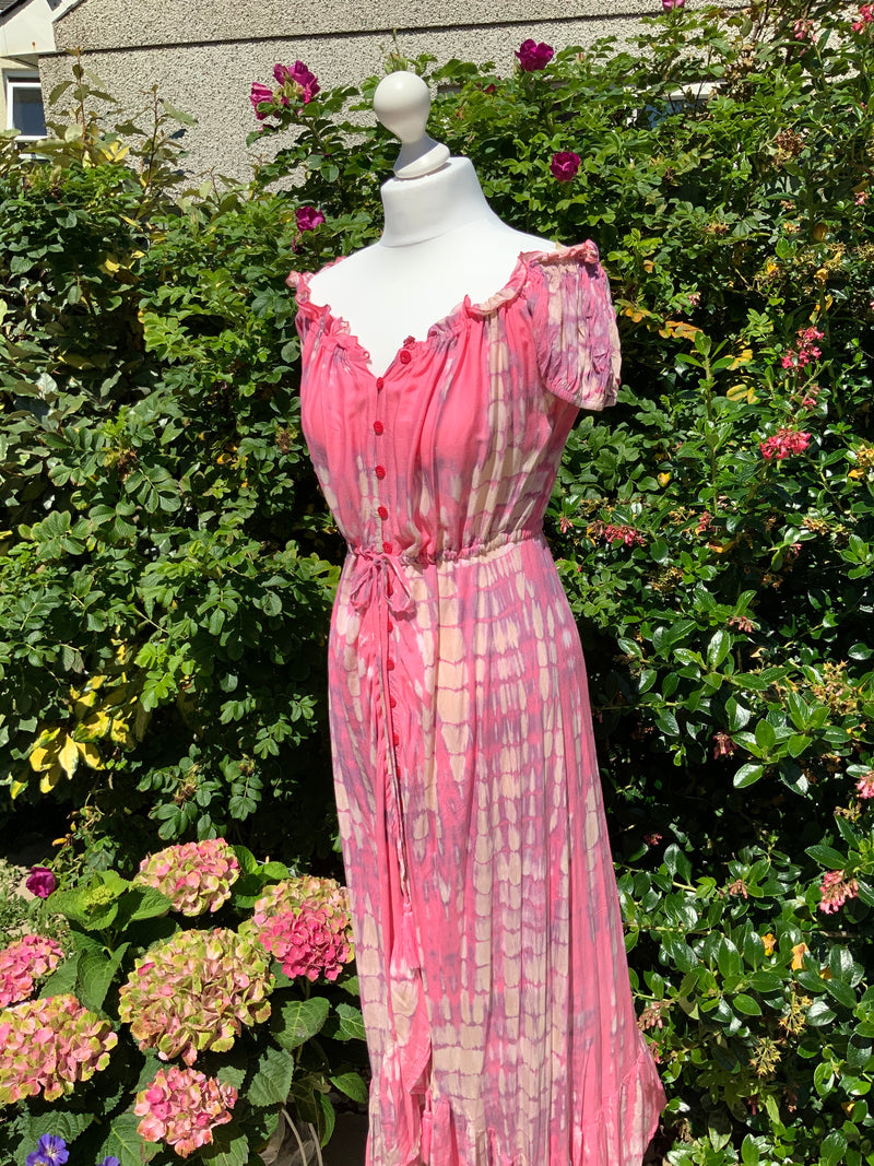 Nell - Tie Dye Maxi Dress - Candyfloss Pink