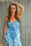 BIBA beaded Maxi Dress -  Summer Sky Blue Tie-Dye