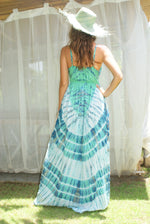 BIBA beaded Maxi Dress - Ocean Green Tie-Dye