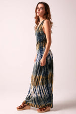 SOPHIA - Beaded Back Maxi Dress Tie Dye  - BRONZE