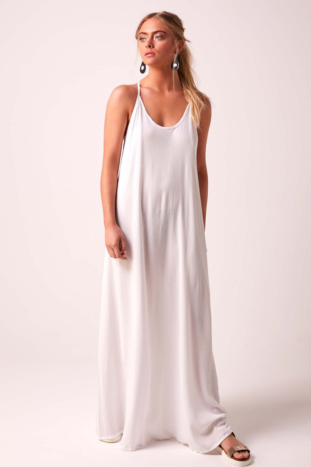 INDIA - Beaded Maxi Dress -  White