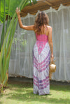 BIBA beaded Maxi Dress -  Candyfloss Pink Tie-Dye