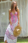 BIBA beaded Maxi Dress -  Candyfloss Pink Tie-Dye