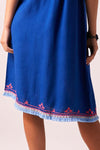 BOHO BIBI - Sun Dress  - Cobalt blue with Almost Neon Pink Embroidery