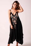 Fleur Floral Embroidered Handkerchief Hem Dress