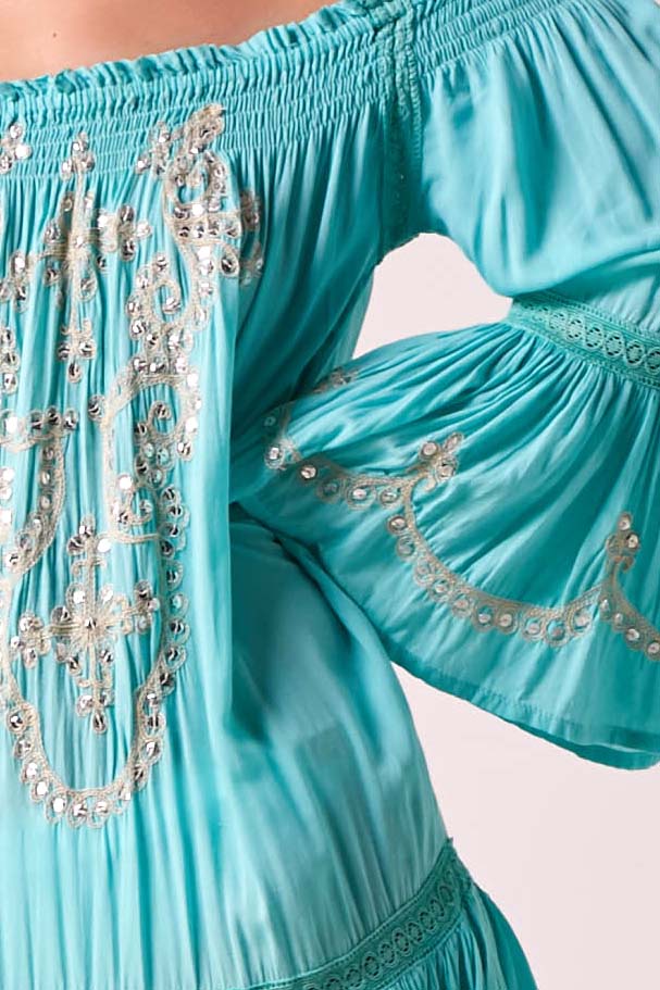 Angelica Sequin Dress - Turquoise