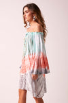ARABELLA - Ombre Summer Dress - Coral, Aqua and Grey Tie-Dye