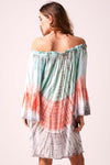 ARABELLA - Ombre Summer Dress - Coral, Aqua and Grey Tie-Dye