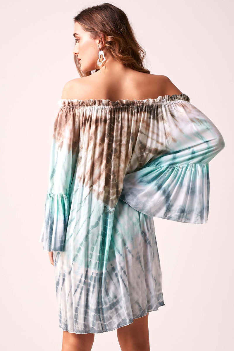 ARABELLA - Tie-Dye Dress - Coffee & Aqua Ombré