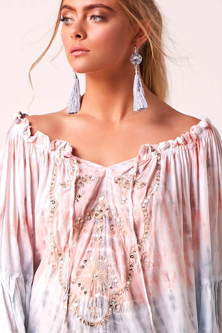 ARABELLA - Tie-Dye - Blush Pink & Sky Ombré Summer Dress