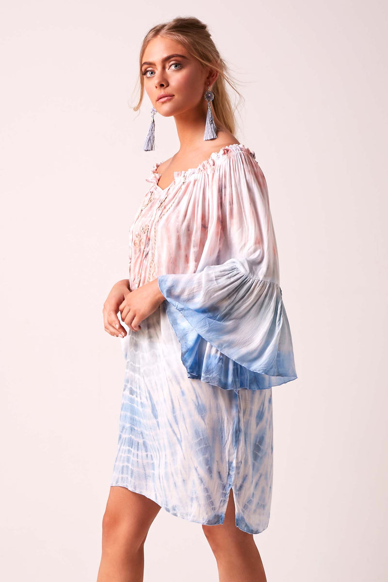 ARABELLA - Tie-Dye - Blush Pink & Sky Ombré Summer Dress