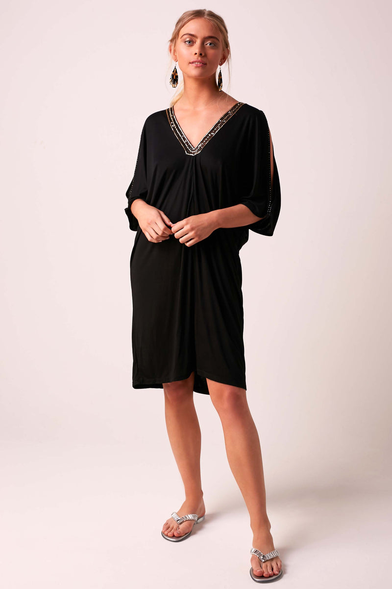 Athena Short V-neck and Cold Shoulder Embellished Dress