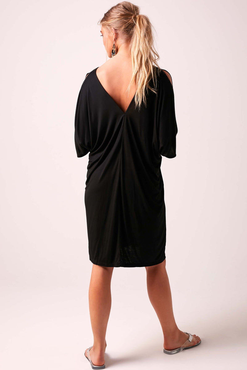 Athena Short V-neck and Cold Shoulder Embellished Dress