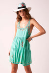 Backless Baby Doll Dress Aqua