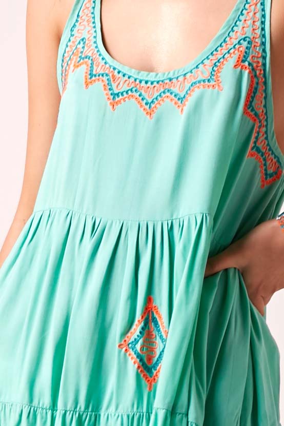 Backless Baby Doll Dress Aqua