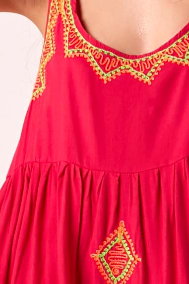 Babydoll Backless Dress - Hot Pink