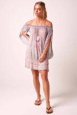 Bardot Dress Grey and Pink