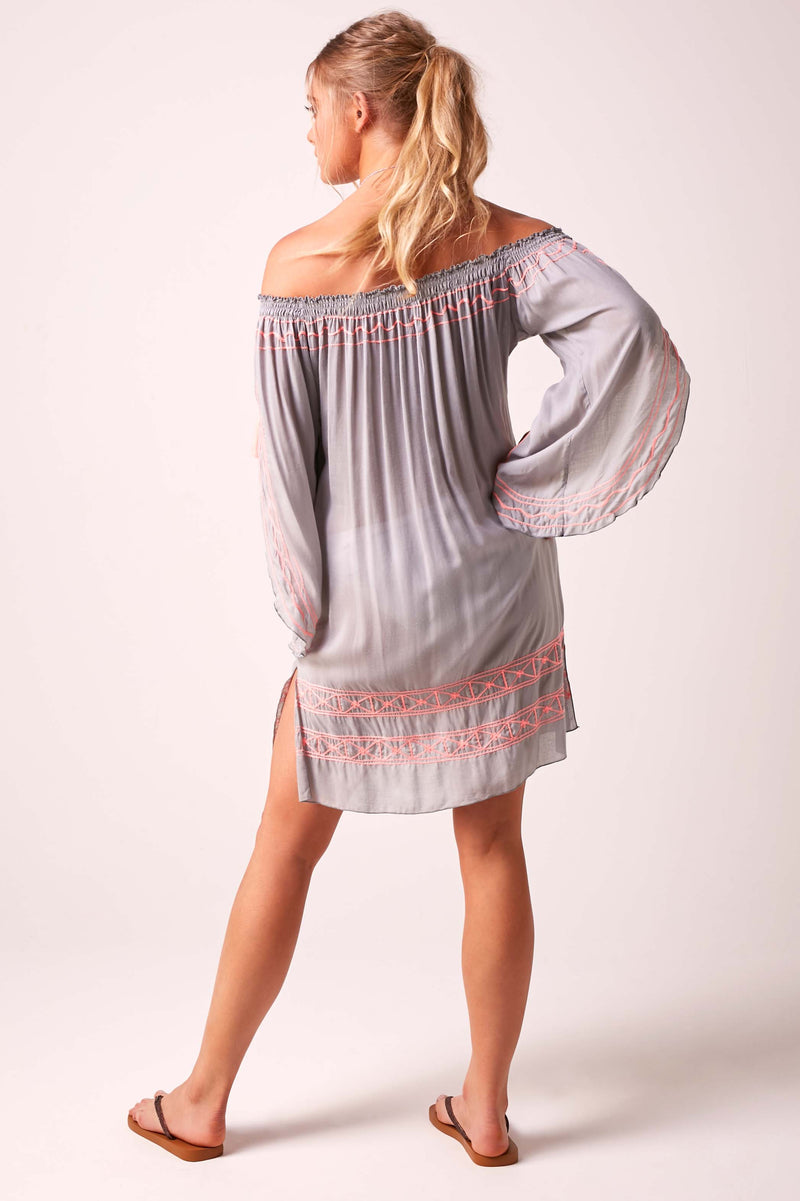 Bardot Dress Grey and Pink