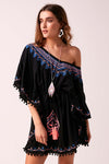 Bella Beach Embroidered Dress Black