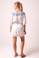 Bella Beach Embroidered Dress  - White