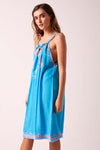 BOHO BIBI - Sun Dress  - Turquoise with Bubblegum Pink Embroidery