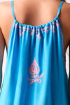 BOHO BIBI - Sun Dress  - Turquoise with Bubblegum Pink Embroidery