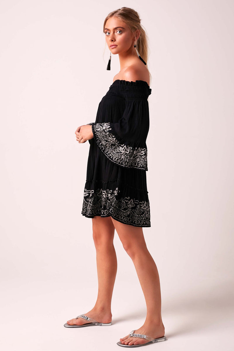 BRIGITTE - Baby Doll Dress - Midnight Black & Silver