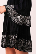 BRIGITTE - Baby Doll Dress - Midnight Black & Silver
