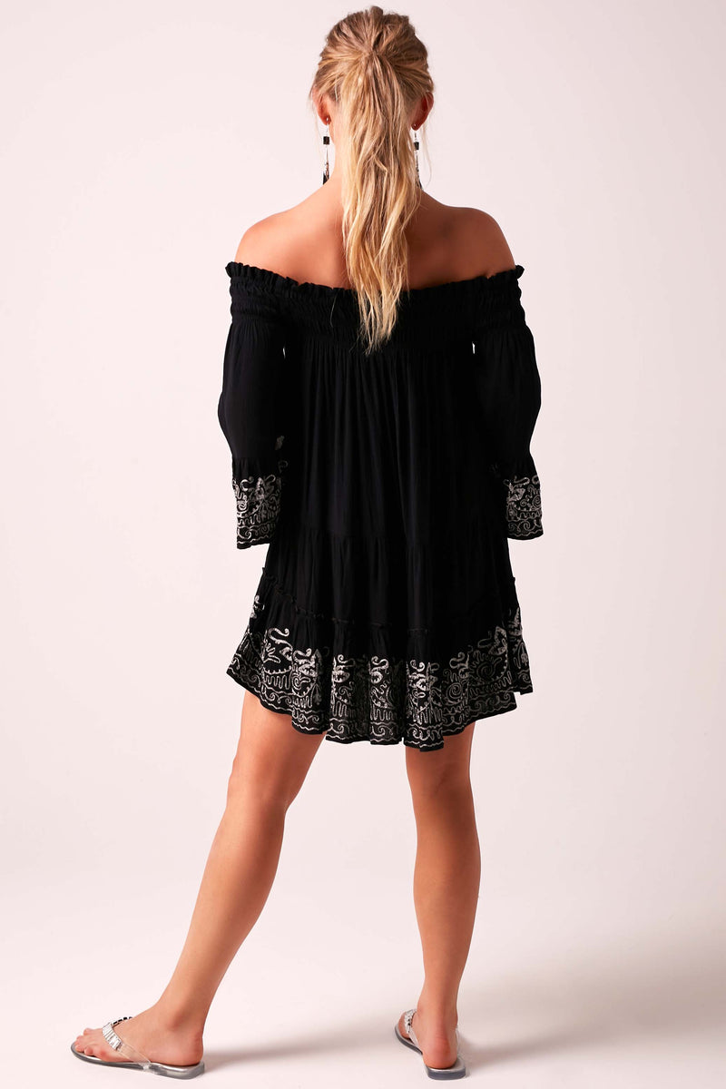 BRIGITTE - Baby Doll Dress - Midnight Black & Silver
