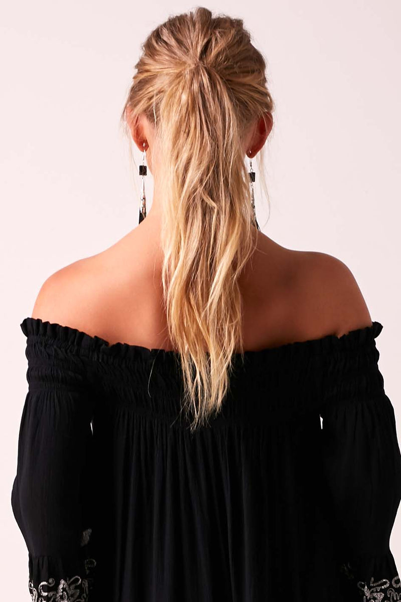 BRIGITTE - Baby Doll Dress - Midnight Black & Silver