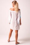 Fiesta Bardot Off The Shoulder Beach Dress - White and Turquoise