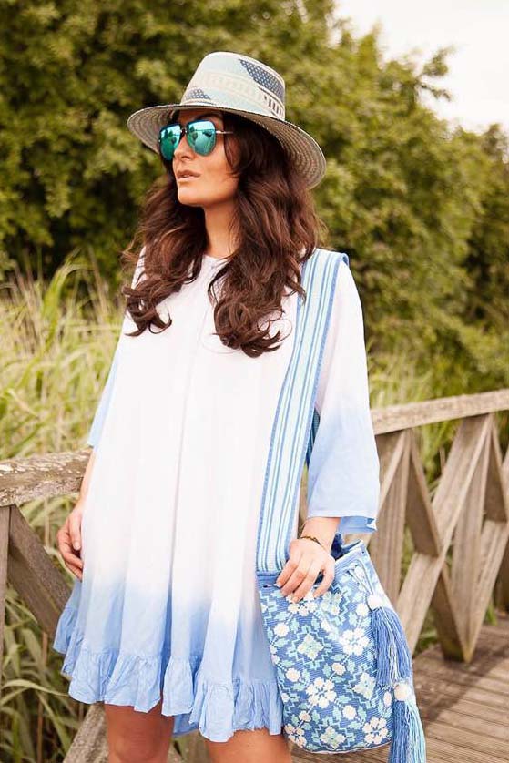 MIMI - Tassel Back Dress - Pale Periwinkle