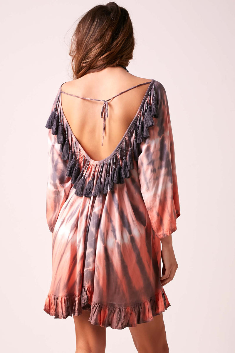 MIMI - Tassel Back Dress - Warm Coral