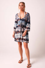 Martha Tie Dye Open Back Indigo Blue Dress