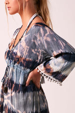 Martha Tie Dye Open Back Indigo Blue Dress