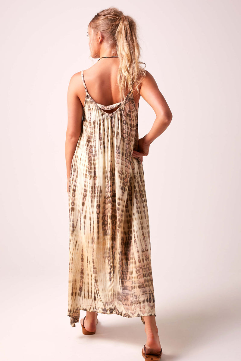 Mila Dipped Hem High Low Tie Dye Maxi Dress - Nude