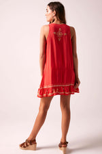 Star Sequin Frill Shift Dress Pimento