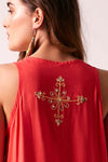Star Sequin Frill Shift Dress Pimento