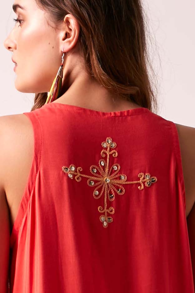 Star Sequin Frill Shift Dress Pimento