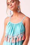 Tassel Baby Doll Dress Aqua