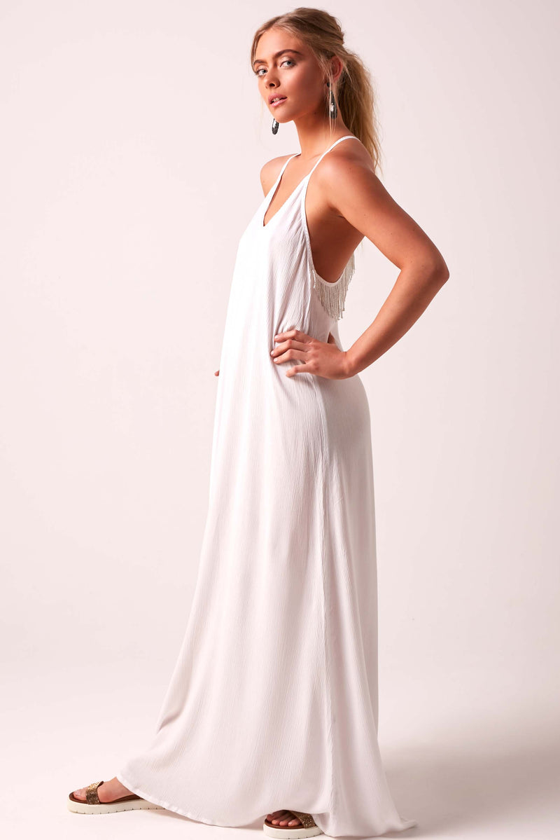 INDIA - Beaded Maxi Dress -  White