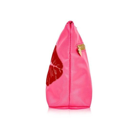 Luscious lips large cosmetic bag - Neon Pink - Emma Lomax