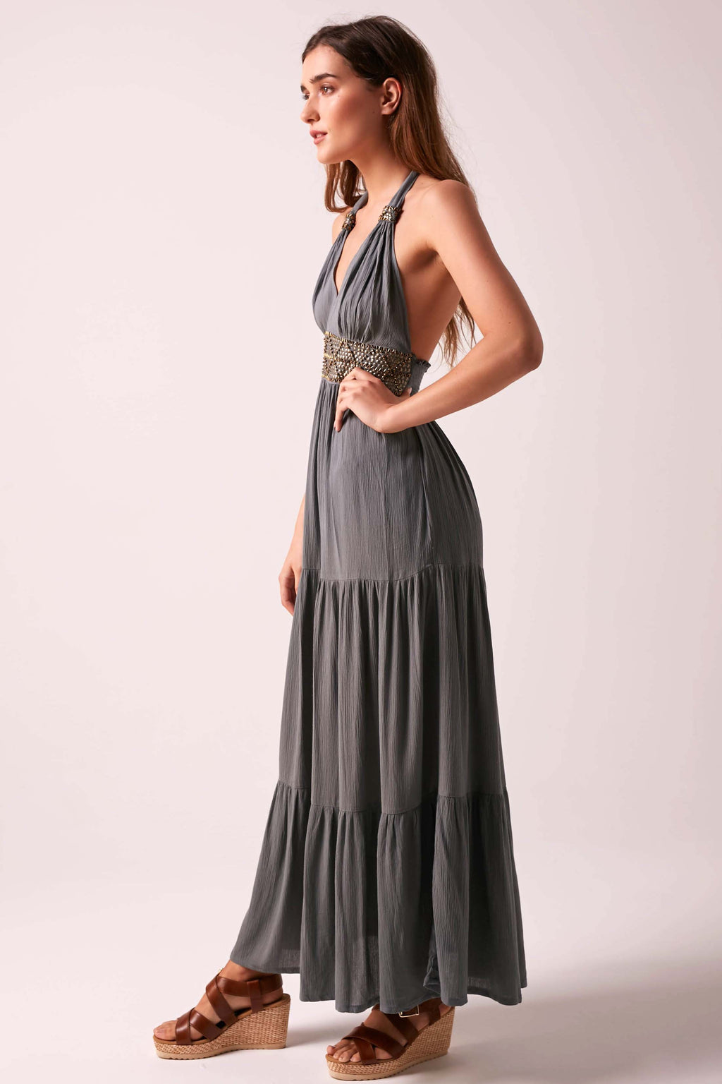 GLORIOUS GODDESS -  Maxi Dress - Charcoal