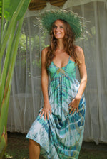 BIBA beaded Maxi Dress - Ocean Green Tie-Dye